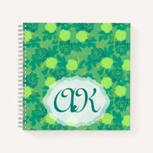 Carnet monogramme en or vert rose gras