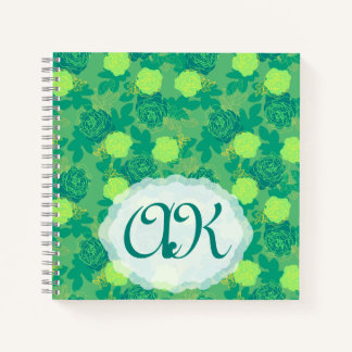Carnet monogramme en or vert rose gras