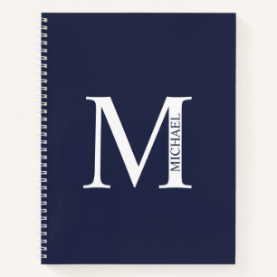 Carnet Monogramme et nom élégants personnalisés bleu mari
