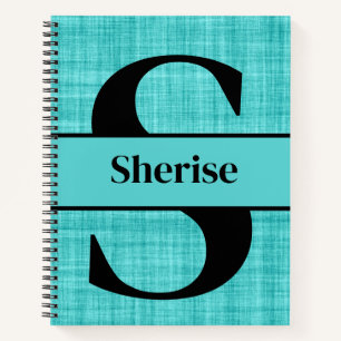 Carnet Monogramme et nom modifiables en bleu