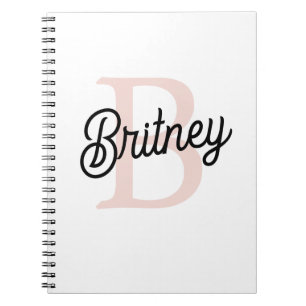Carnet Monogramme et nom personnalisé moderne Pastel Pink