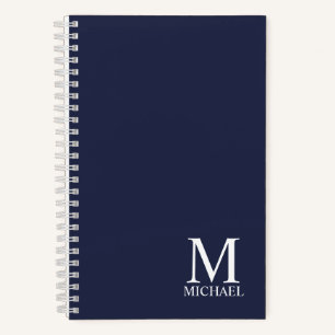 Carnet Monogramme et nom personnalisés bleu marine