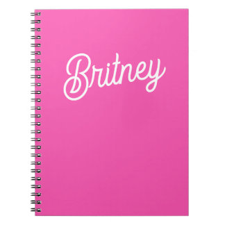 Carnet Monogramme et nom personnalisés Hot Pink moderne