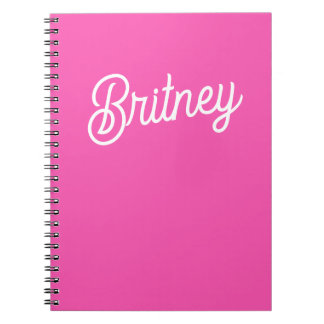 Carnet Monogramme et nom personnalisés Hot Pink moderne