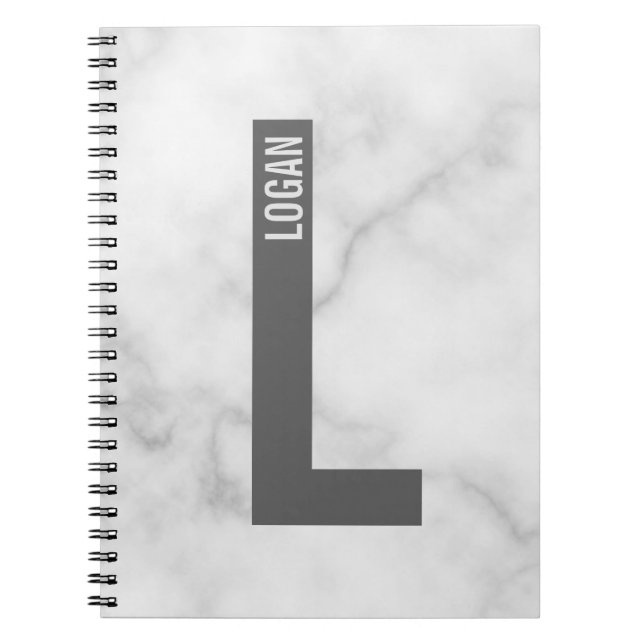 Carnet Monogramme et nom personnalisés modernes (Devant)