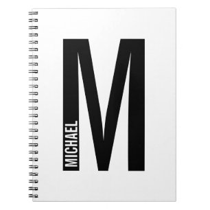 Carnet Monogramme et nom personnalisés modernes