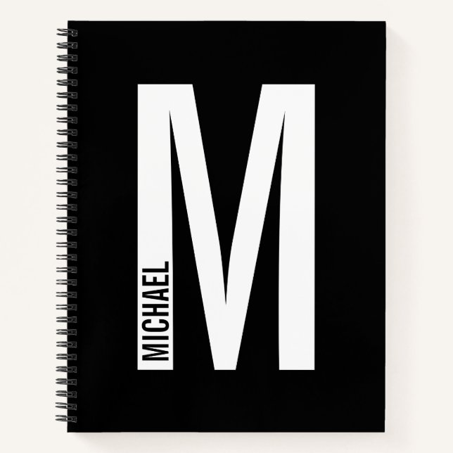 Carnet Monogramme et nom personnalisés modernes (Devant)