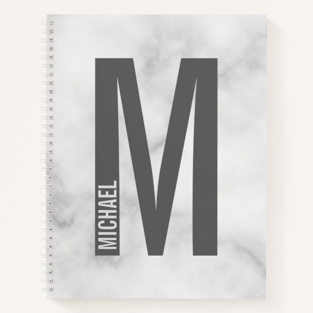 Carnet Monogramme et nom personnalisés modernes (Devant)