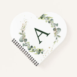 Carnet Monogramme Eucalyptus Vert Blanc Botanique