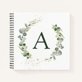 Carnet Monogramme Eucalyptus Vert Blanc Botanique