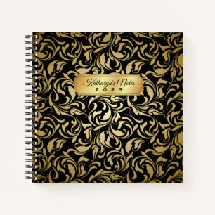 Carnet Monogramme Fancy Or Flourdissant Noir Luxe Plaque 
