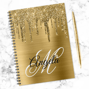 Carnet Monogramme fantaisie gouttelette de paillettes en 