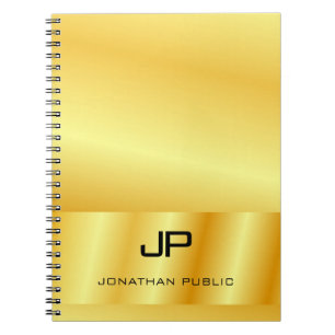 Carnet Monogramme Faux Or Personnalisé Élégant Modèle