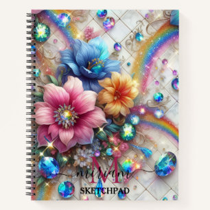 Carnet Monogramme Fleur Fleur de Floraison Arc-en-ciel Fé