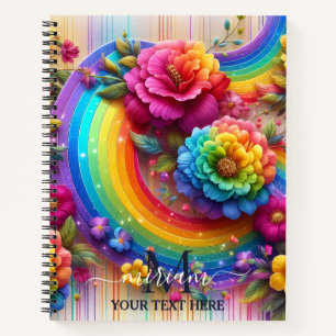 Carnet Monogramme Fleur Floral Arc-en-ciel Féminin