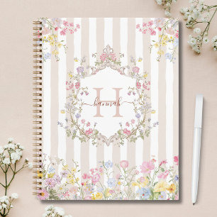 Carnet Monogramme Fleurs Colorées de Style Rococo à Rayur