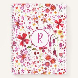 Carnet Monogramme Floral Aquarelle Motif moderne