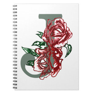 Carnet monogramme floral lettre majuscule J