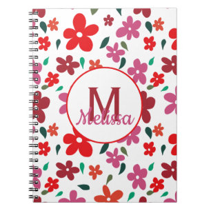 Carnet Monogramme floral minimaliste coloré