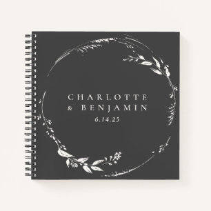 Carnet Monogramme floral noir et blanc sur mesure