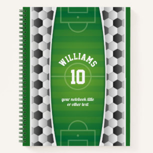 Carnet Monogramme Football Soccer Field Ball Sport Green