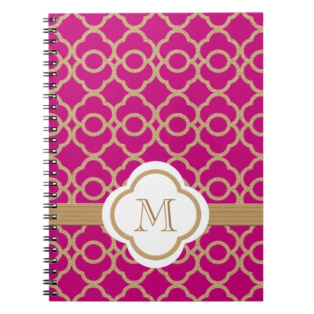 Carnet Monogramme Fuchsia and Gold Moroccan (Devant)
