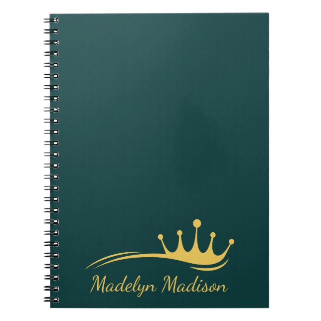 Carnet Monogramme Gable Vert Avec Couronne Moderne Minima (Devant)