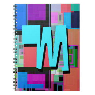 Carnet Monogramme géométrique coloré inspiré des années 9