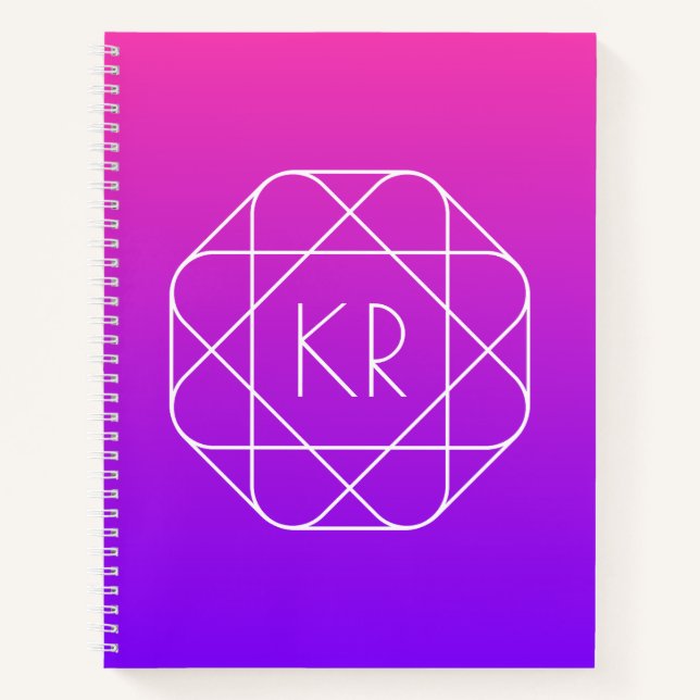 Carnet Monogramme géométrique cool | Violette violette ma (Devant)