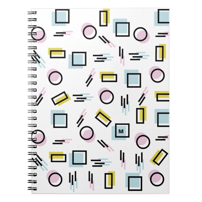 Carnet Monogramme géométrique en pastel de motif de (Devant)
