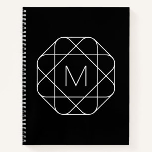 Carnet Monogramme géométrique noir et blanc