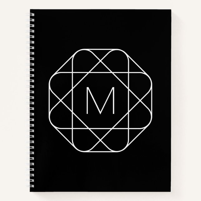 Carnet Monogramme géométrique noir et blanc (Devant)