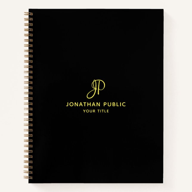 Carnet Monogramme Gold Script Initial Business Profession (Devant)