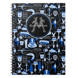 Carnet Monogramme Gone Pêche Motif bleu