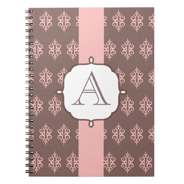 Carnet Monogramme Gris Rose dentelle (Devant)