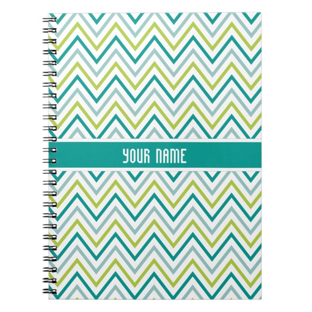 Carnet Monogramme gris vert turquoise de zigzag de (Devant)