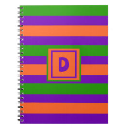 Carnet Monogramme Halloween violet orange et vert