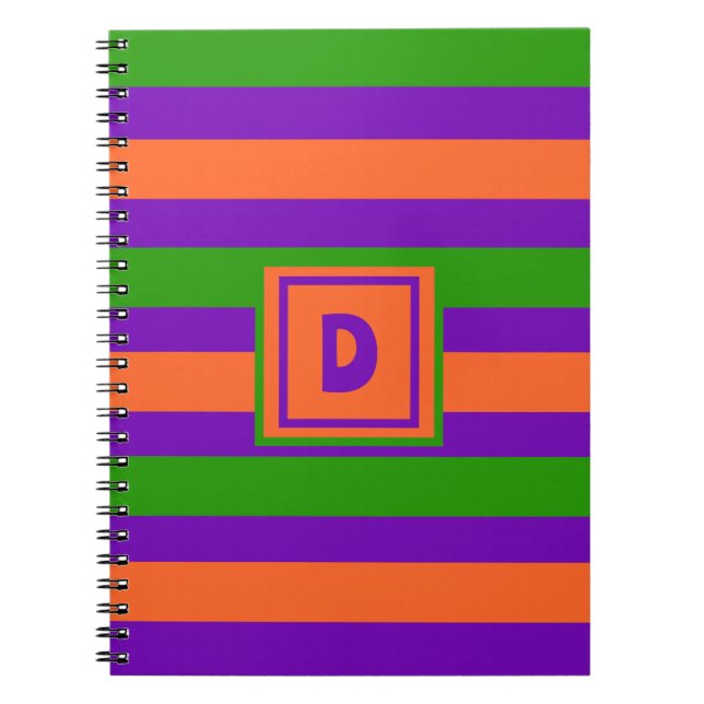 Carnet Monogramme Halloween violet orange et vert (Devant)