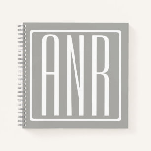 Carnet Monogramme initial   Blanc sur gris clair