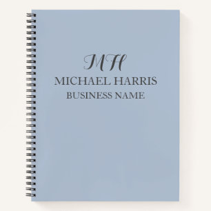 Carnet Monogramme Initial Bleu Professionnel Entreprise