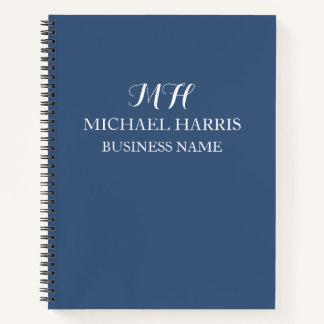 Carnet Monogramme Initial Bleu Professionnel Entreprise