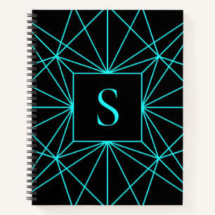 Carnet Monogramme initial Design géométrique turquoise