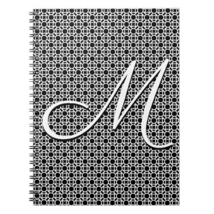 Carnet Monogramme initial géométrique noir et blanc
