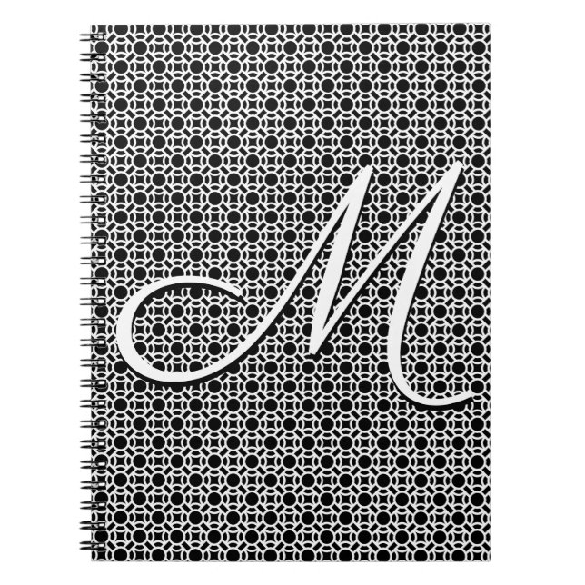 Carnet Monogramme initial géométrique noir et blanc (Devant)