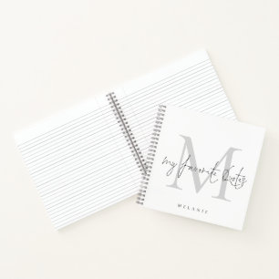 Carnet Monogramme initial Mes devis favoris Script
