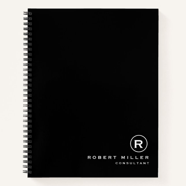 Carnet Monogramme Initial Personnalisé Noir et Blanc (Devant)