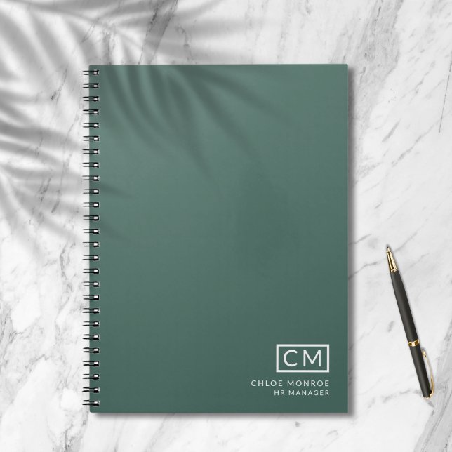Carnet Monogramme Initial Professionnel Moderne Vert Saug (Créateur téléchargé)