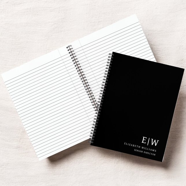 Carnet Monogramme Initial Professionnel Noir et Blanc (Créateur téléchargé)