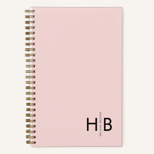 Carnet Monogramme initial rose féminin moderne