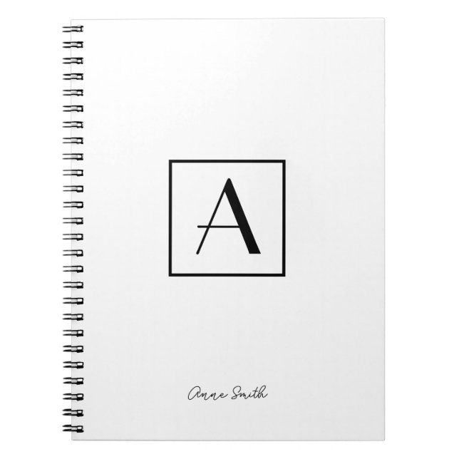 Carnet Monogramme Initial Script Noir & Blanc Professionn (Devant)